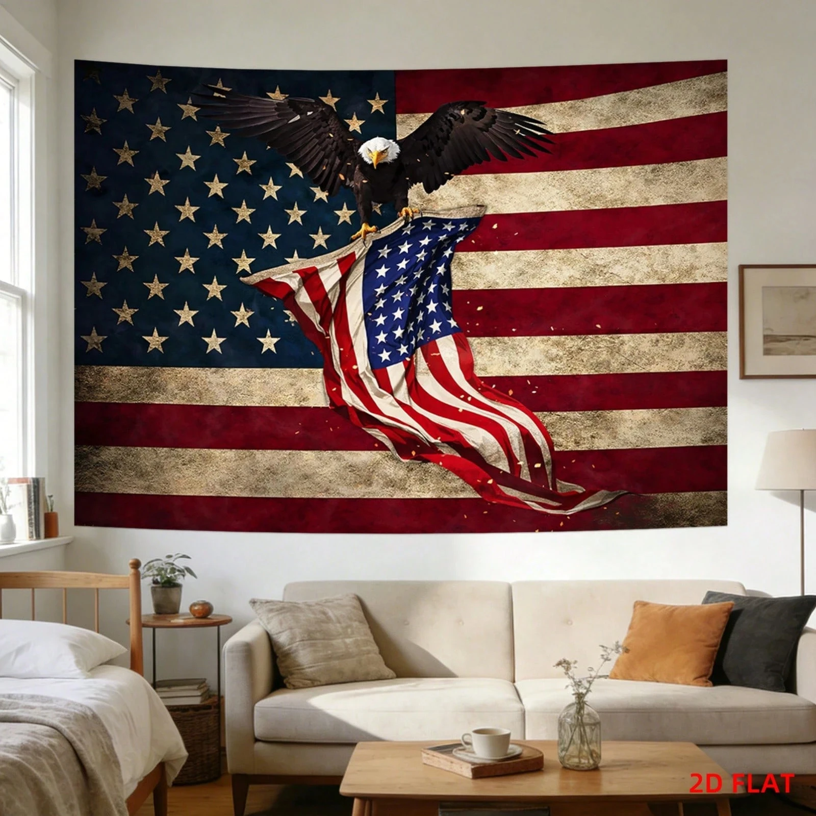 Tapestry 250Th Anniversary Of American Flag Eagle And Patriotic Symbols Vintage Design Room Outdoor Holiday Decor