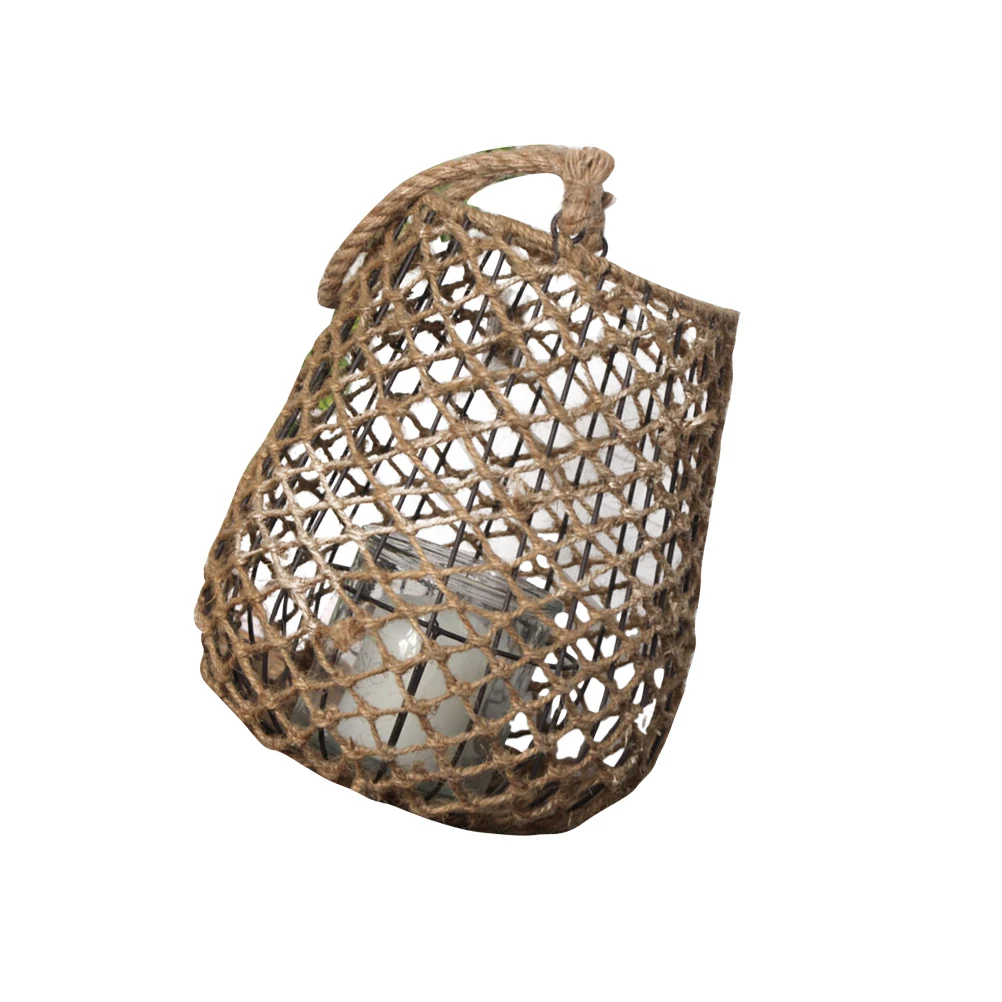 

Woven Rope Candlestick Decorative Lampshade Retro Style Home Office Hotel Restaurant Braided Lantern Lightweight