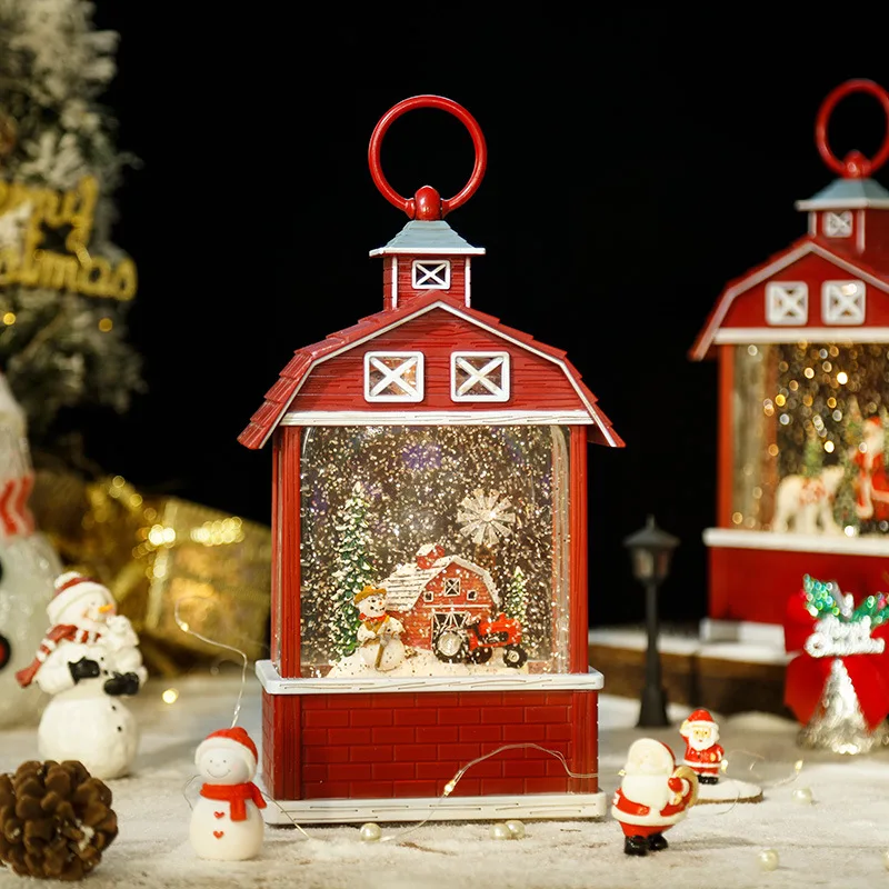 2 Teile/lose Heiligabend Scheune Spieluhr Santa Haus kinder Geburtstag Geschenk Spieluhr Kristall Licht