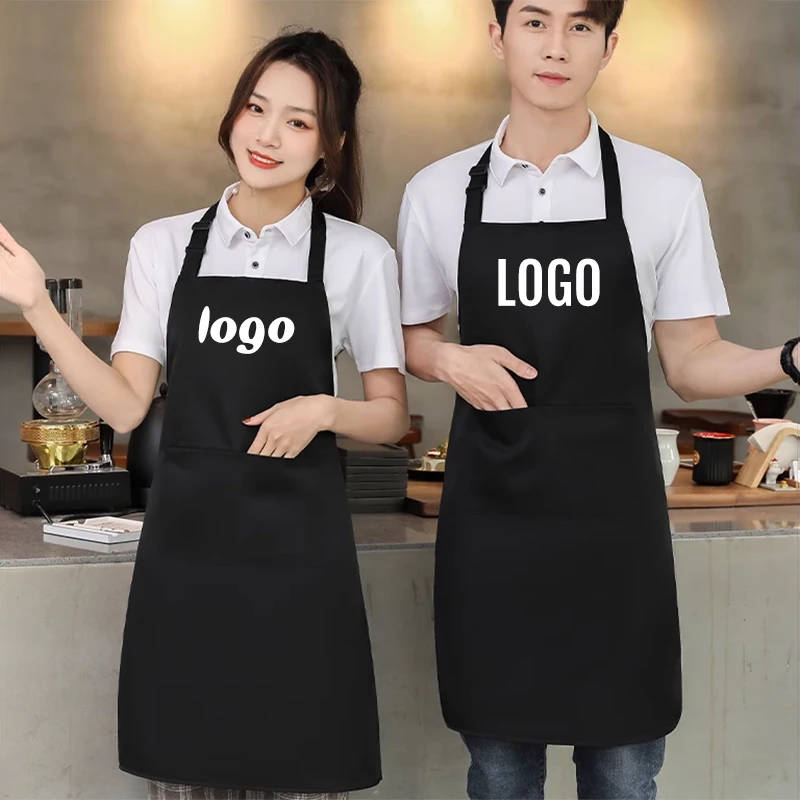 Custom Logo Waterproof Kitchen Apron for Men Women Cleaning Bib Aprons Coffee Restaurant Mandil Chef Waiter Work Pinafore