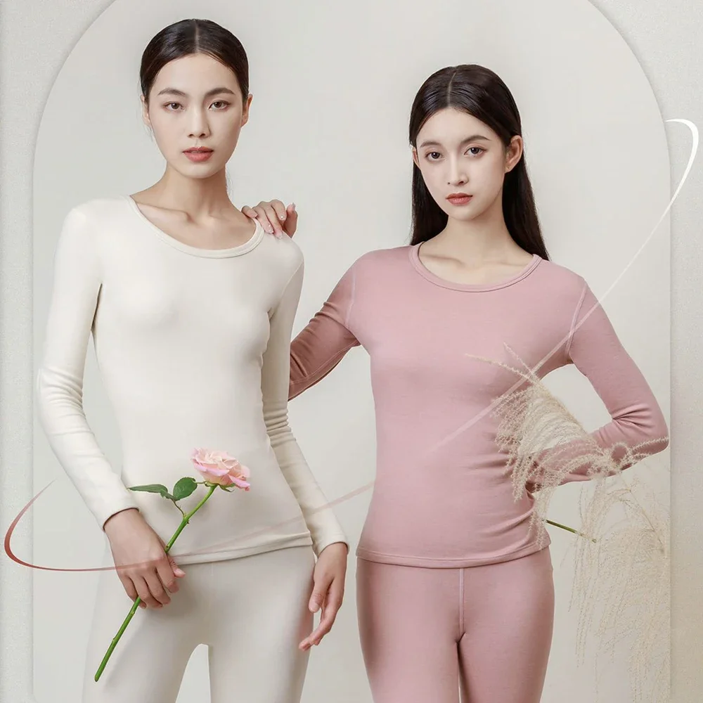 Winter Women's Thermal Underwear Wool Silk Velvet Lingerie Long Johns Thermo Underwear Women Long Sleeve Bottoming Top And Pants