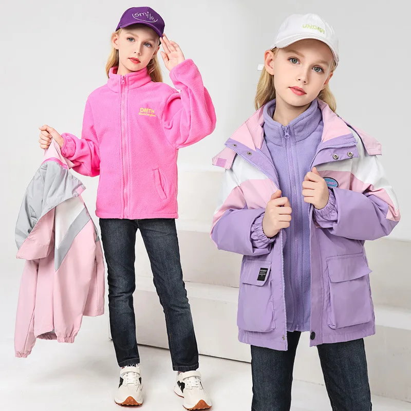 

Girls more add wool coat children qiu dong ski-wear, cuhk boy girl autumn outfit triad removable