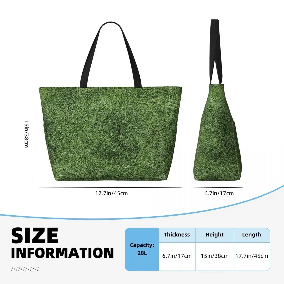 Astropturf Lush Green Turf Grass Athletic Field Beach Travel Bag, Tote Bag Fashion Large Capacity Out regalo di compleanno Multi-Style