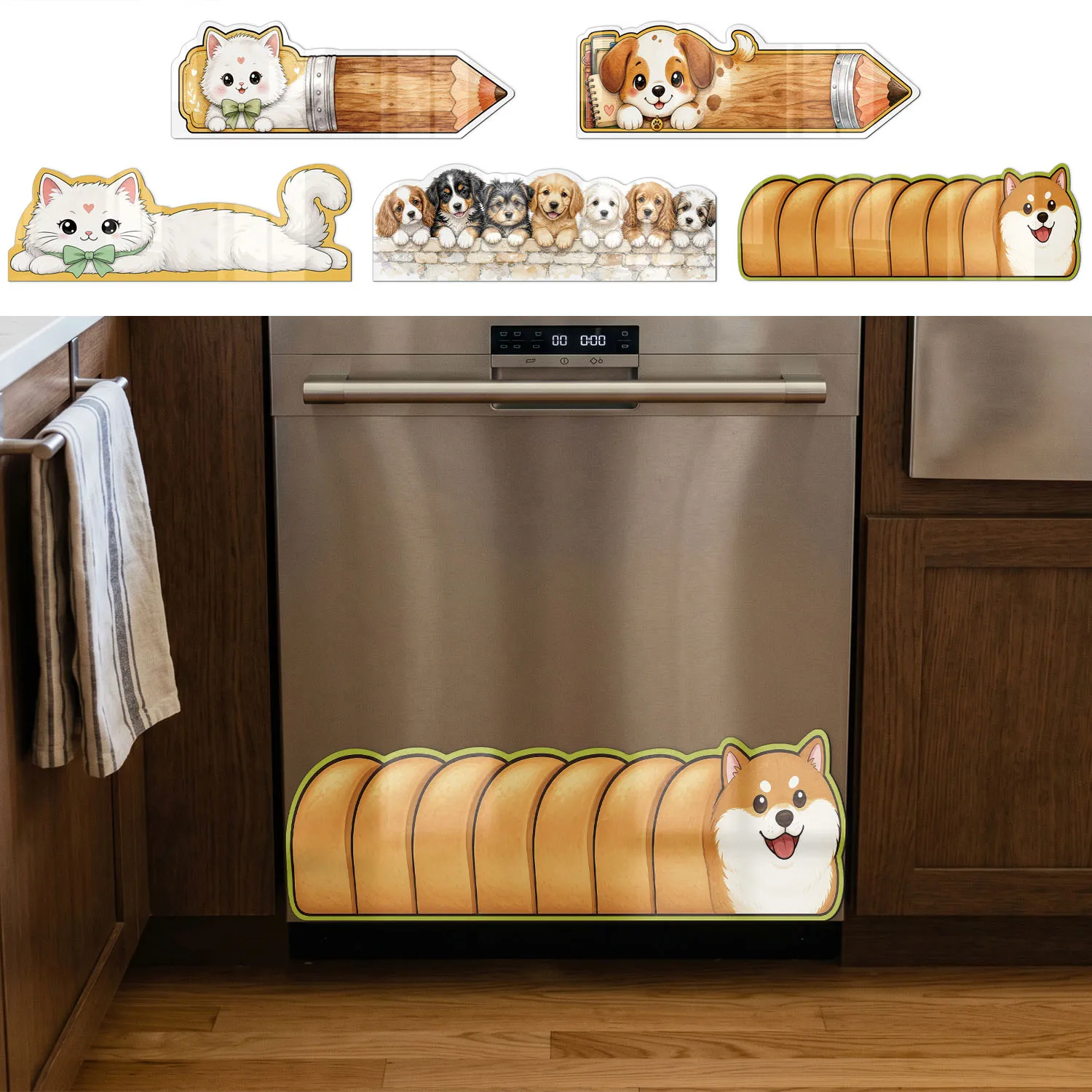 Cartoon style dishwasher magnet cover 23 x 7.9 inches waterproof magnetic decorative sticker