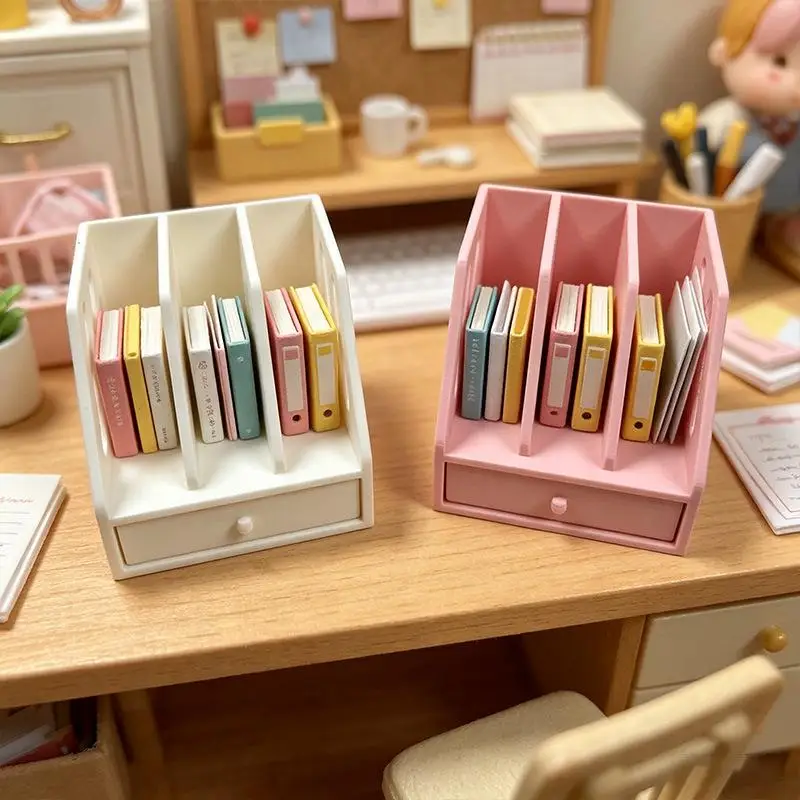 1Pcs Miniature Desktop Storage File Basket For 1/12 Dollhouse Mini File Cabinet Scene Playhouse Toy Ornament