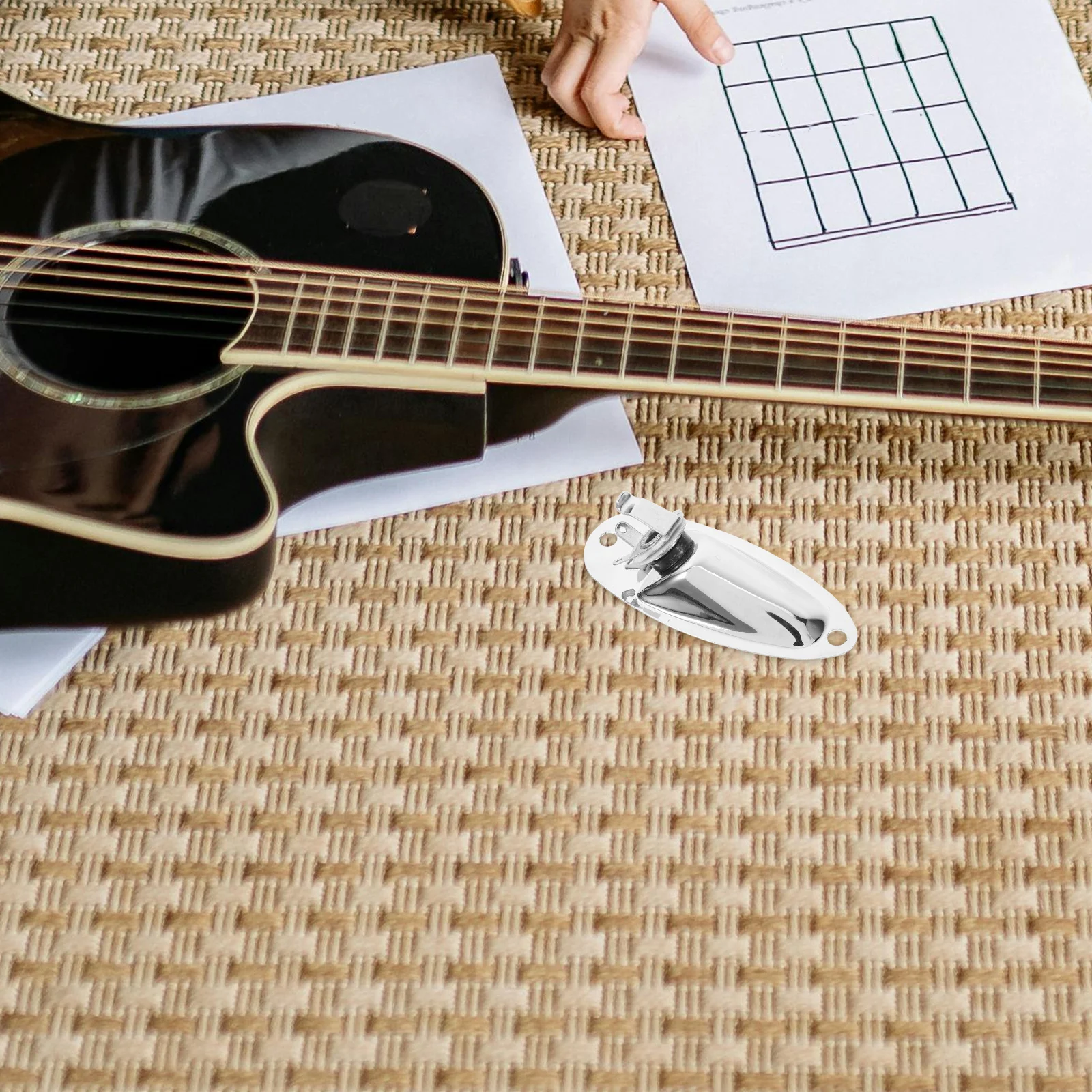 

Guitar Jack Plate Electric Socket Output Silver Bass Parts Accessories Durable Tone Sound Replacement Easy Install Use Guitar