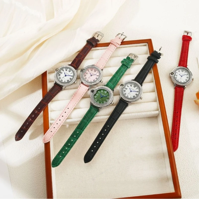 

Новые модные повседневные кожаные женские часы, простые часы с римским календарем, мужские кварцевые часы, роскошные женские наручные часы Relogio Feminino