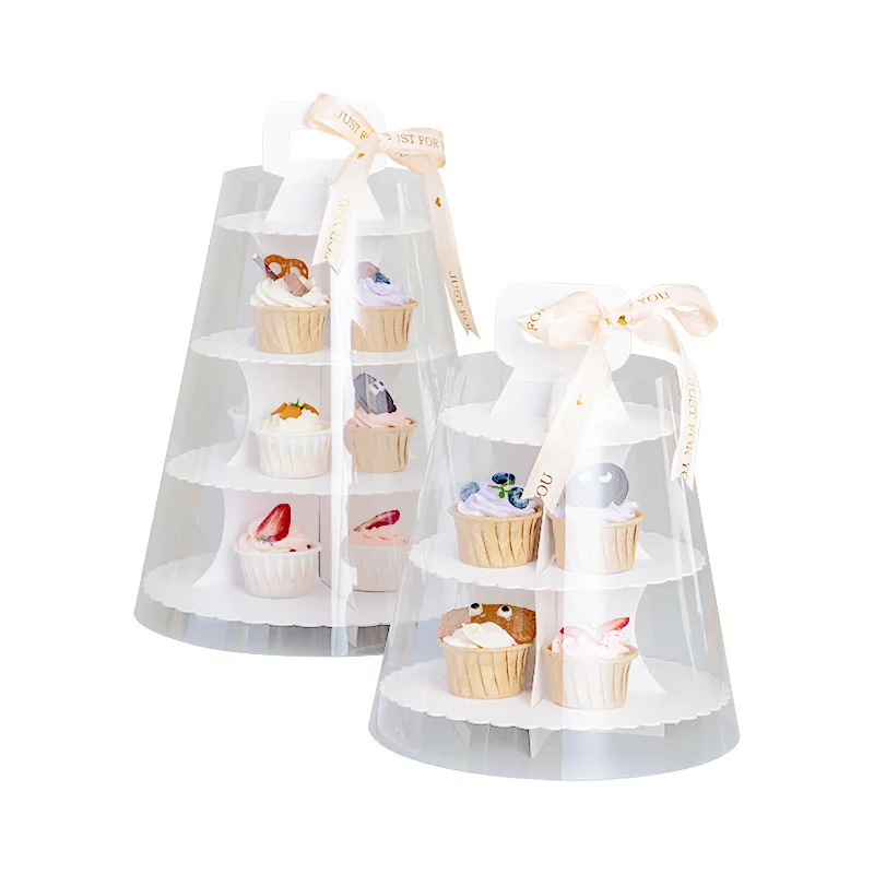 

5PCS Multi-Layer Paper Cup Cake round Cup Dessert Portable Rack Hotel Afternoon Tea to-Go Box