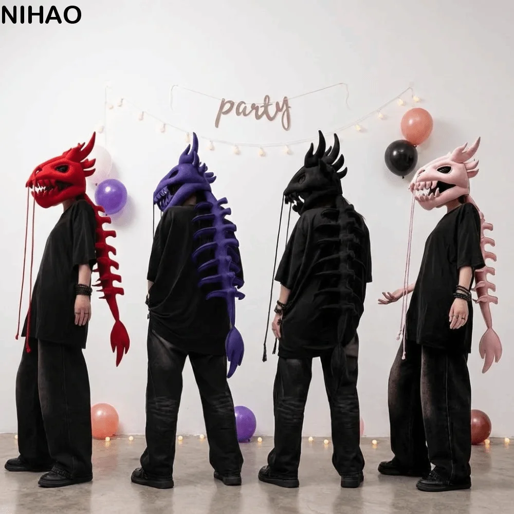 

3D-маска-шлем в виде скелета динозавра, 80/120 см, реалистичный плюшевый костюм динозавра, креативный забавный головной убор для косплея