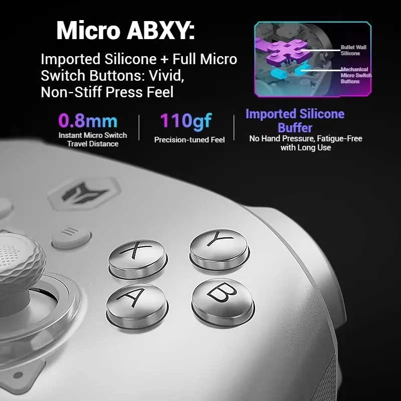 جديد BIGBIG WON Rainbow3 وحدات تحكم الألعاب اللاسلكية NearLink 2.4G Hall Joystick Micro Motion Button RGB Gamepad للكمبيوتر/التبديل/XBox