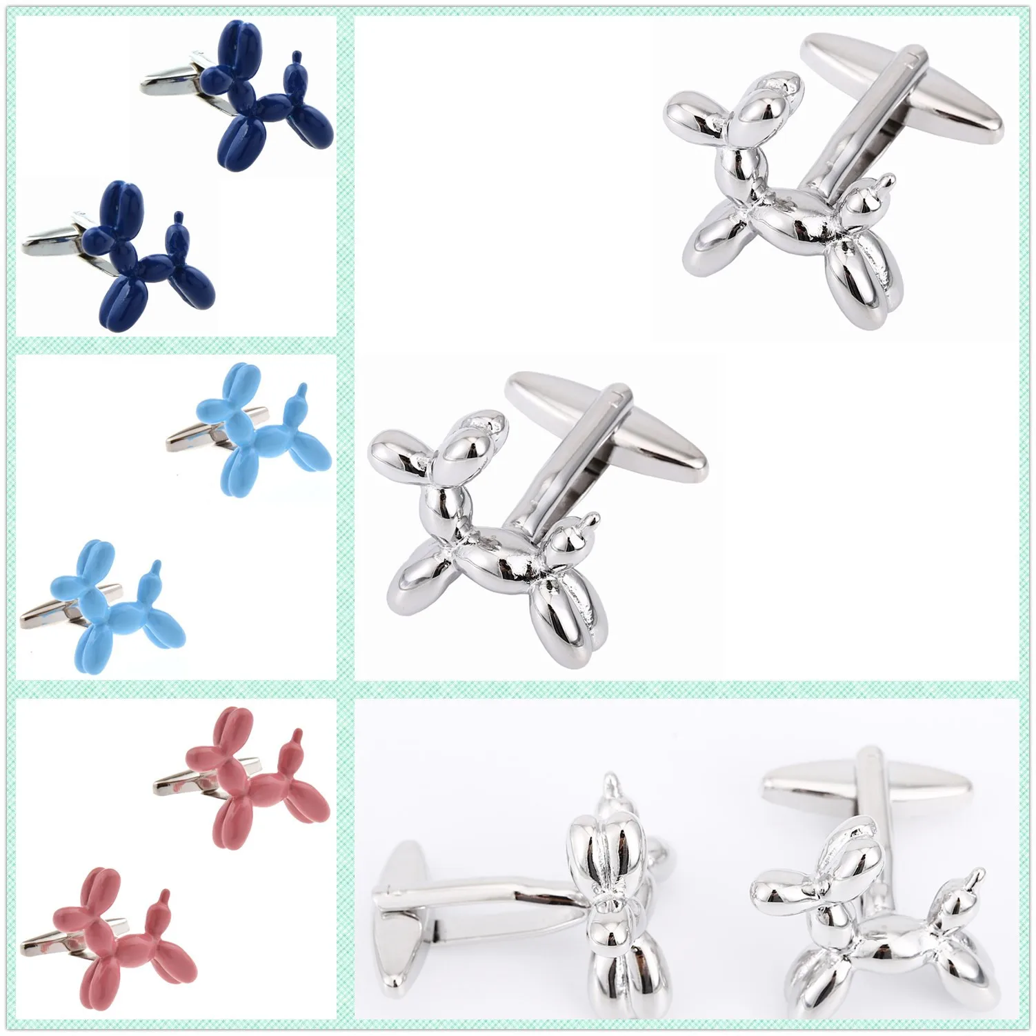 

4 Models Wholesale Fashion Animal Cufflinks Men Cuff Links Dog Balloon 50 Pairs