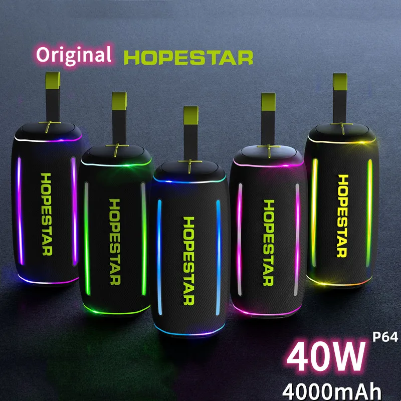 HOPESTAR P64 Portable Bluetooth Speaker Super Soundbox Ipx6 Waterproof Professional Music Speaker Outdoor RGB Audio System