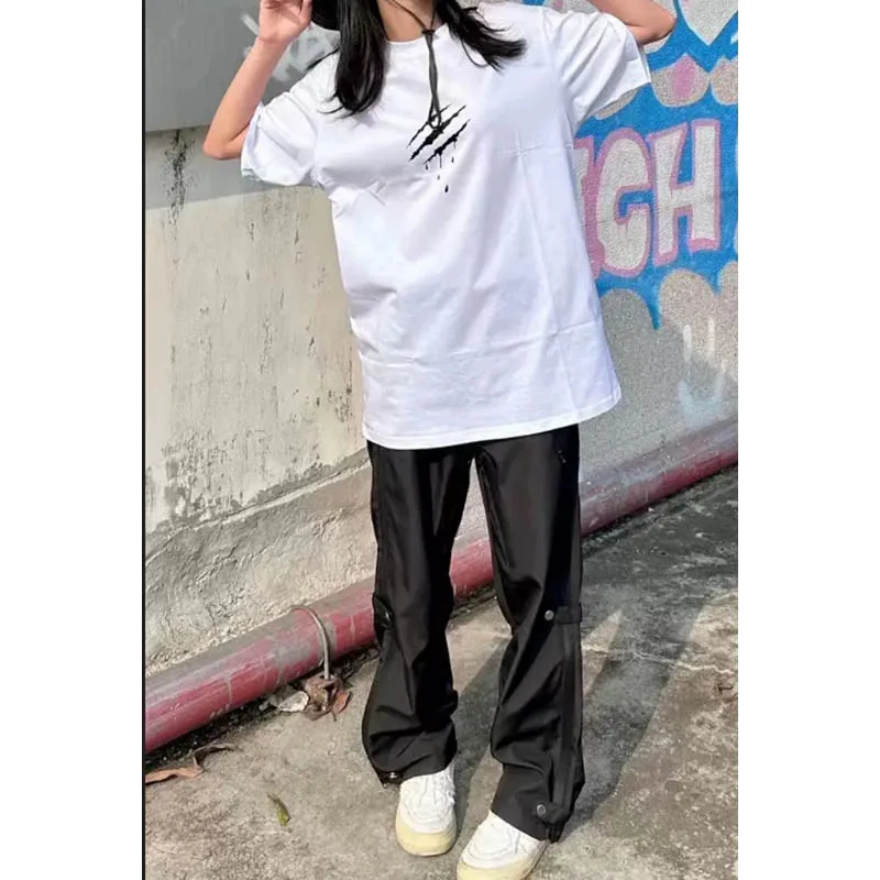 

2024 outdoor overalls women's casual pants spring and summer high waist sagging loose-fitting straight-leg trousers
