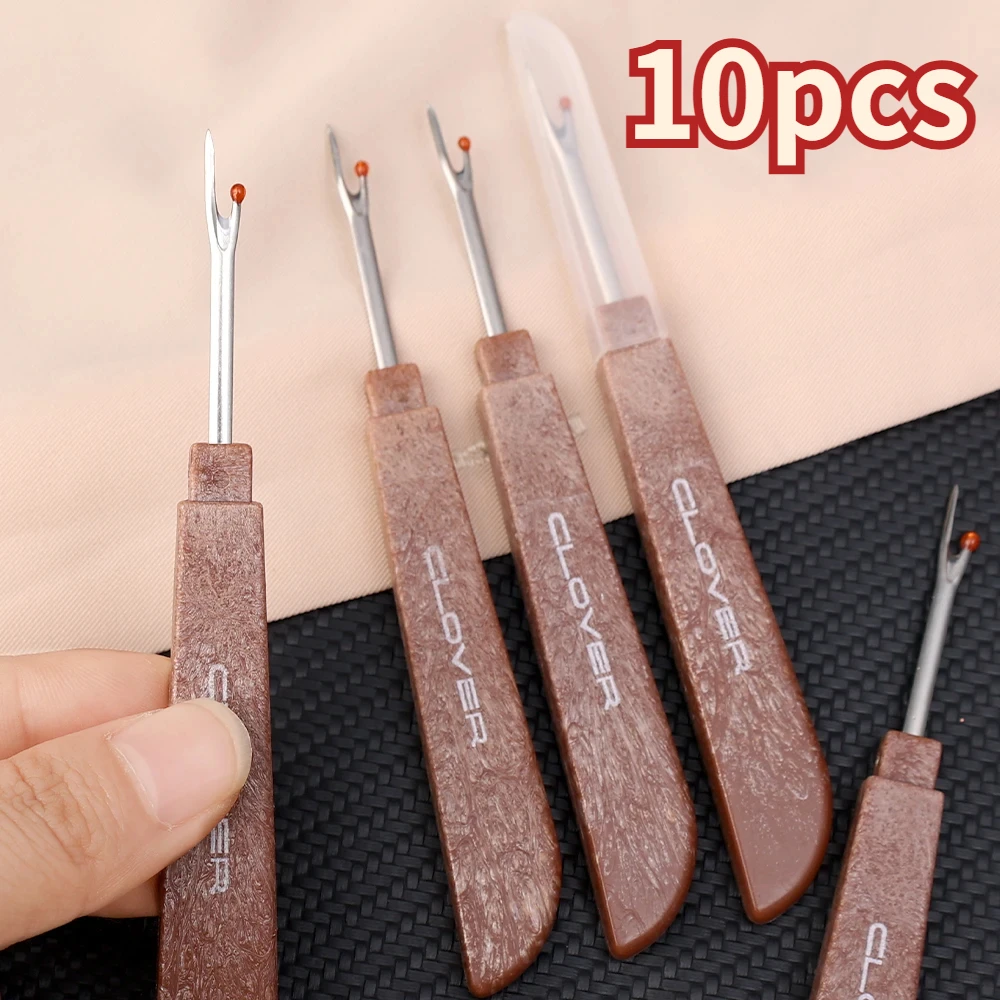 1/10Pcs Steel Thread Cutter Wooden Plastic Handle Seam Ripper Stitch Removal Knife Needle Art Sewing Tool DIY Sewing Accessories