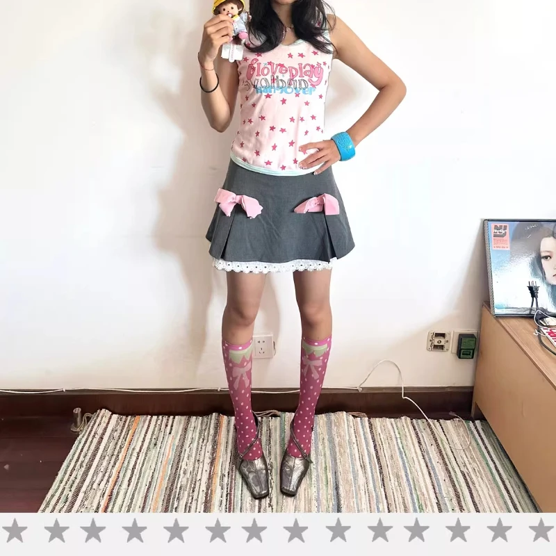 Japanese Design Fruit Polka Dot Print Women's Hosiery Autumn New Sweet Cute Versatile Age-Reducing Y2K Mid-Calf Socks Ladies