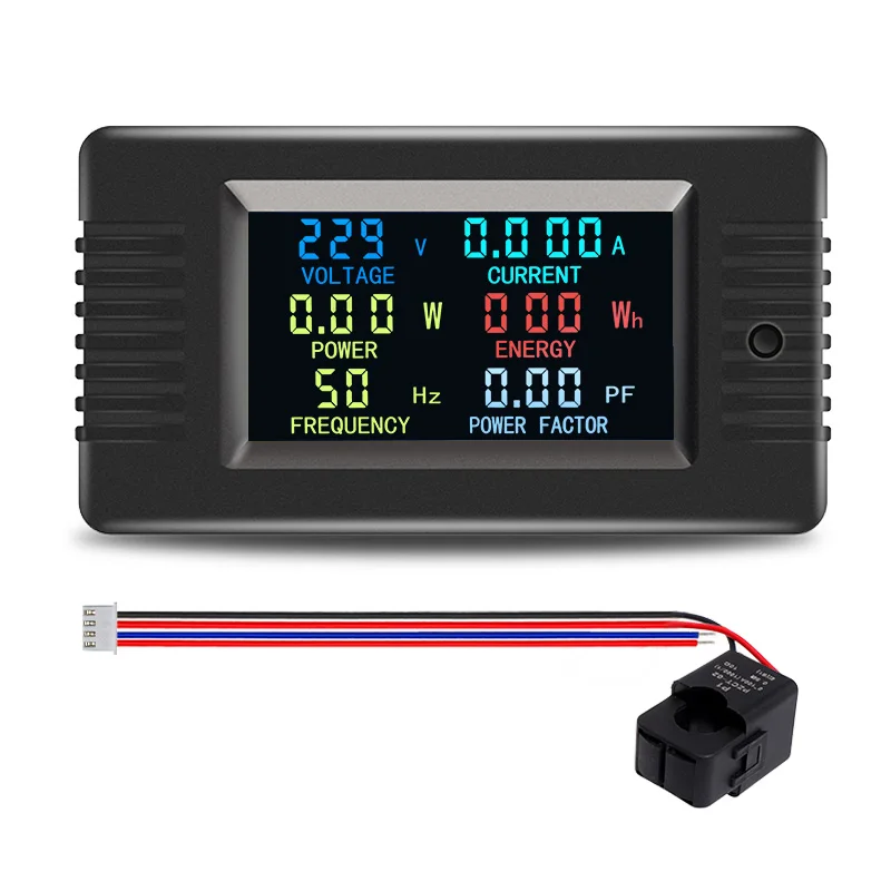 PZEM-022 VH Single-Phase 6in1 AC Volt Amp Meter Color Screen Frequency Power Factor Wattmeter Solar Power Meter KWH Energy