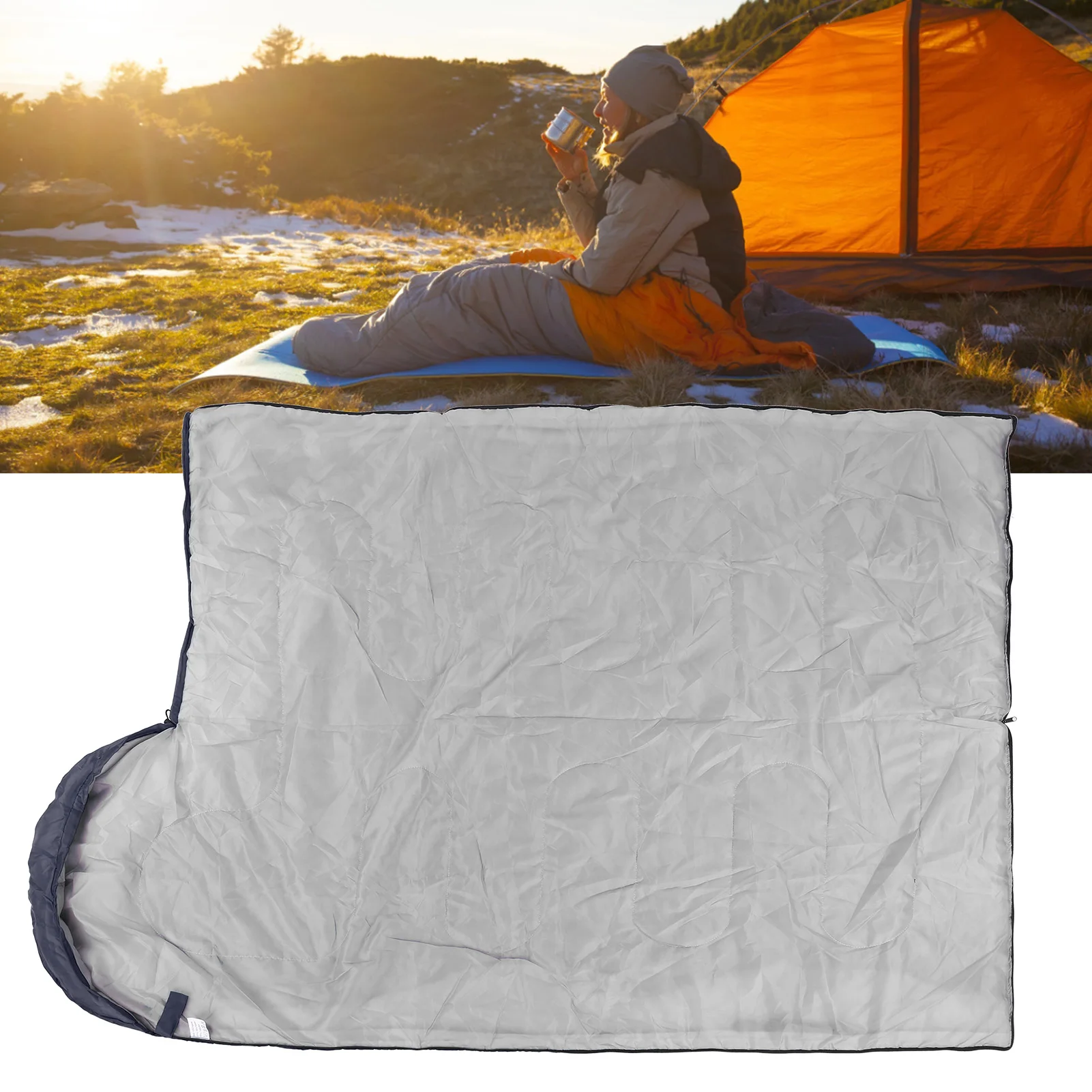 الكبار في الهواء الطلق كيس النوم المغلف مع غطاء محرك السيارة جوفاء القطن ملء للماء نهاية مزدوجة سستة للتخييم المشي لمسافات طويلة الظهر