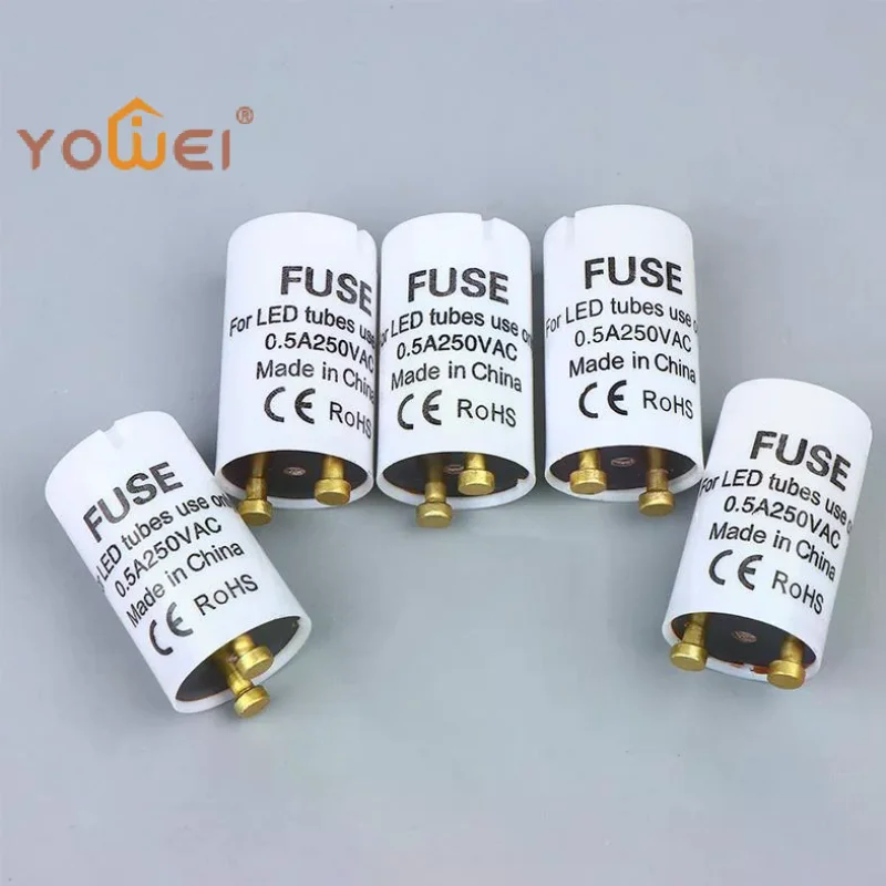 Latest Starter T8 LED 5pcs/lot LED Sterter T8 LED 0.5A/250V HRC Type Fuse CE RoHS Compliant LEDT8 Fuse Starter