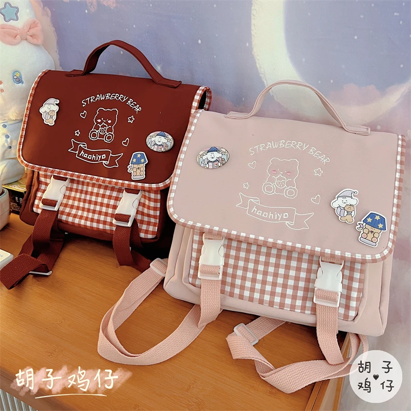 

Backpacks for Women Cartoon Kawaii Letter Bear Embroidery Students Jk Schoolbags Sweet Y2k Cute Preppy Shoulder Crossbody Bags