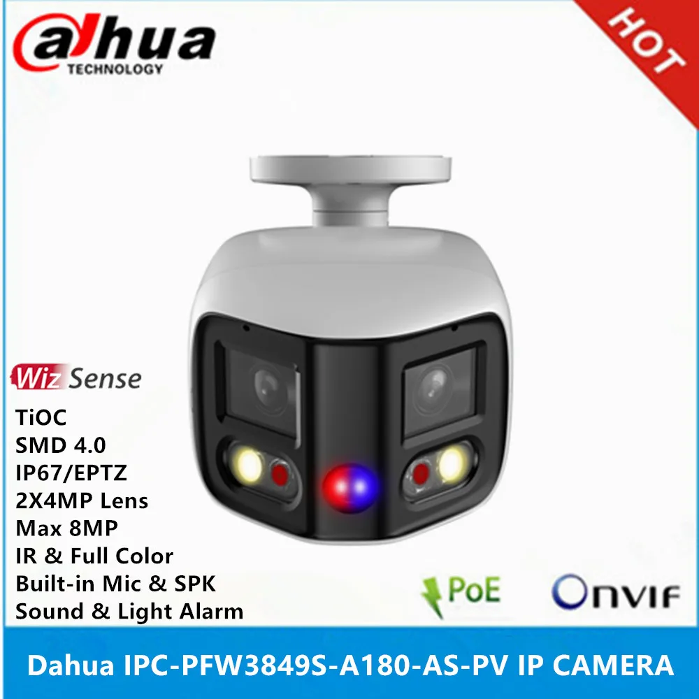 Dahua IPC-PFW3849S-A180-AS-PV 2x4MP Lens max 8MP POE EPTZ SMD Built-in Mic & SPK IR & Full color IP67 TiOC WizSense AI IP Camera