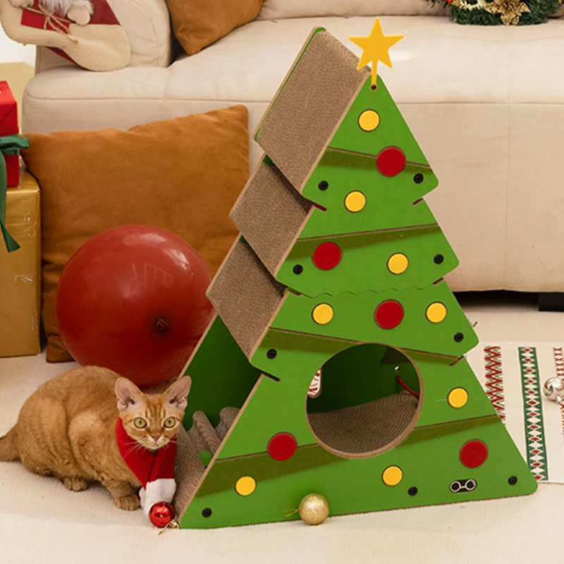 Petree Cat Scratcher Post Christmas Cat Scratching Board Home Furniture Cat Tree Toys Pet Sisal Climbing Frame Corrugated Paper