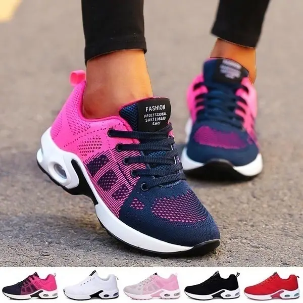 Groot Formaat Zomer Luchtkussen Dames Sportschoenen Dames Sneakers Dames Hardloopschoenen Sport Vrouw Blauwroze Mand GMB-1055