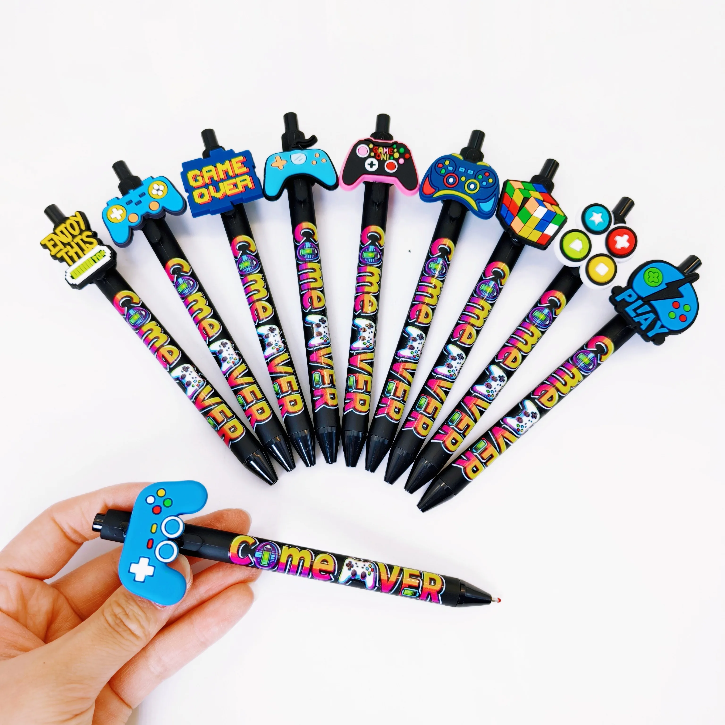 10pcs/15pcs Game Console Theme Ballpoint Pen Game Controller Pattern Press Pen Game Enthusiast Gift Pen