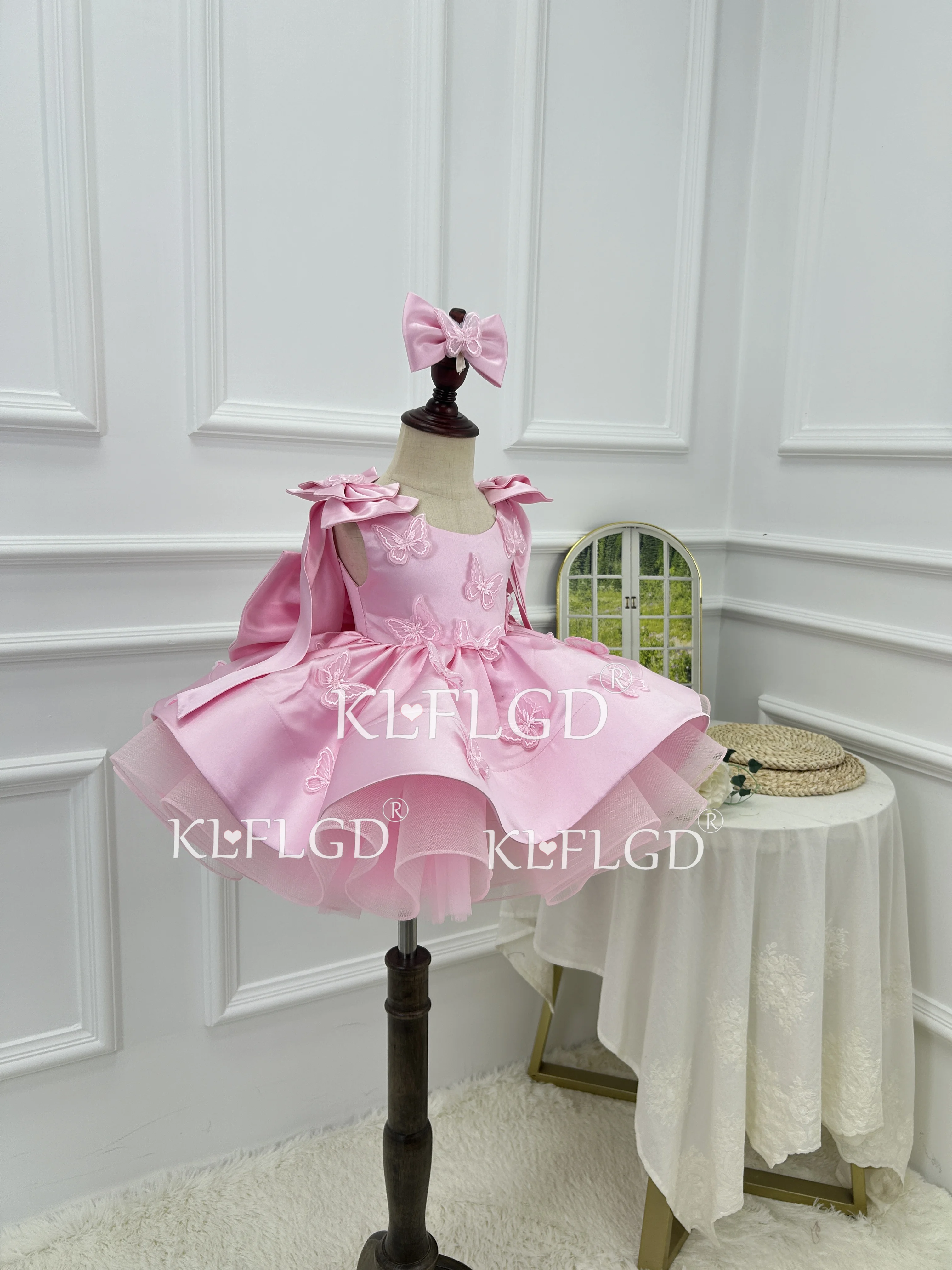 open lace back dress Baby Girl Blue Toddler Girl Princess Birthday Party Dress 4Y main image 1