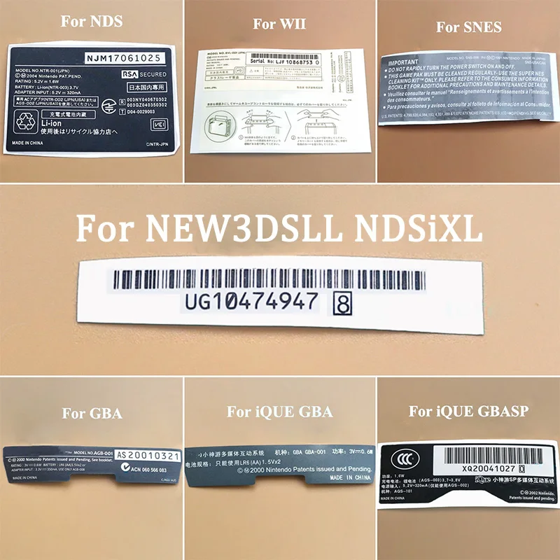 1PC Number Lable Sticker For New 3DS XL LL NDSi XL NDSL Shell Back Sticker For Nintend NDS SENS Wii Game Console For iQUE GBA SP