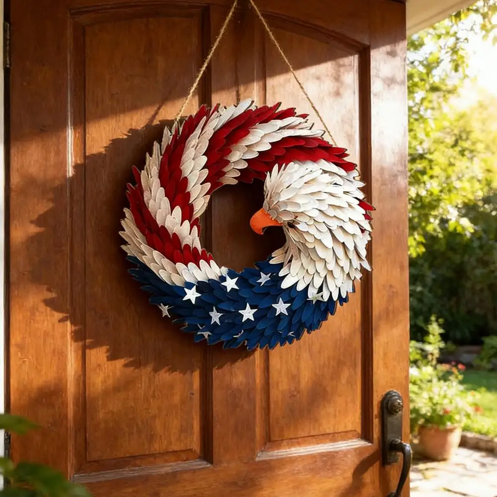 

Outdoor Patriotic Decor Patriotic Eagle Flag Wreath Door Sign Wooden 4th of July Independence Day Decoration Day Hanging Door