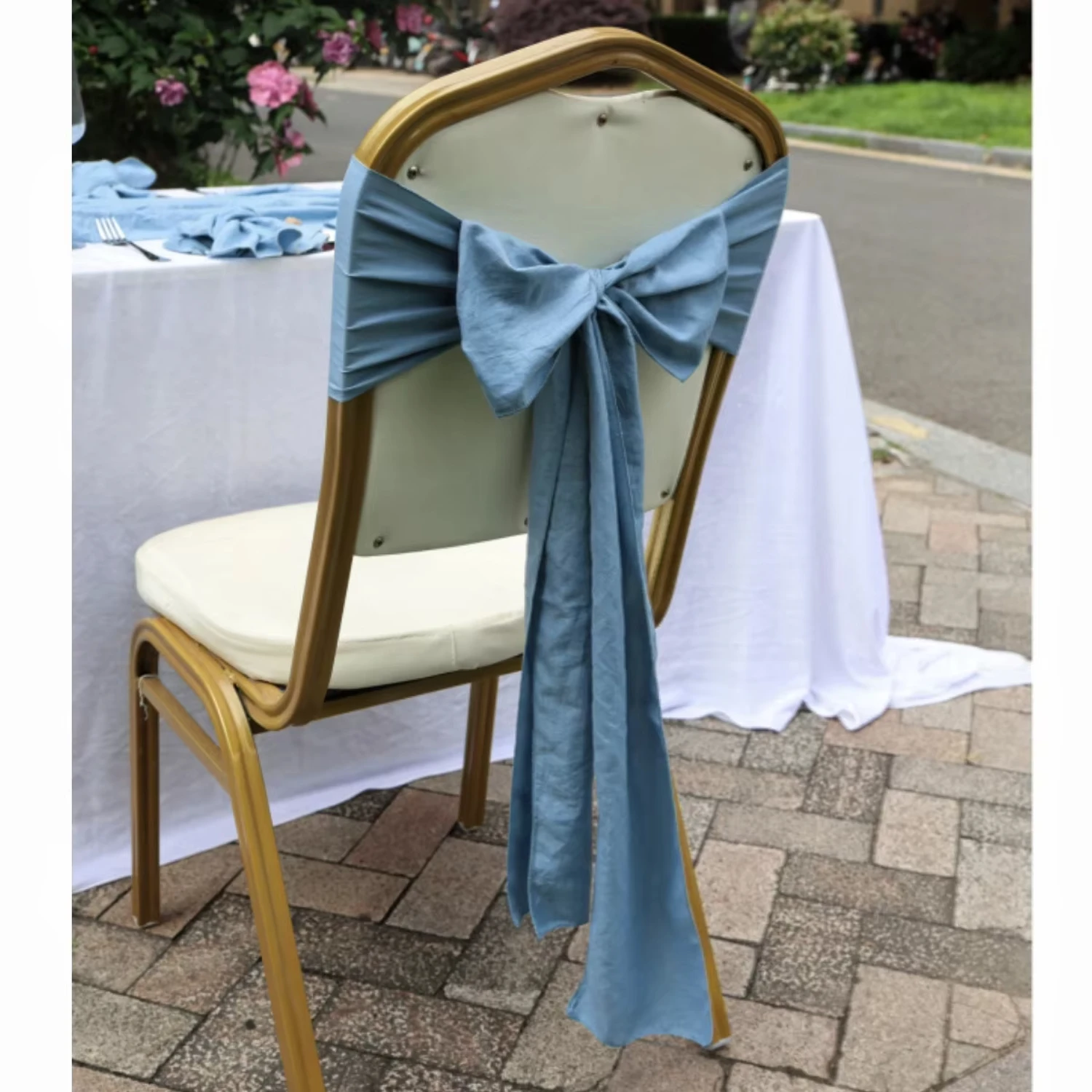 

10pcs Wedding Green Chair Sashes Back Knot Ribbon Banquet Event Rustic Country Chair Cover Baby Shower Party Decor