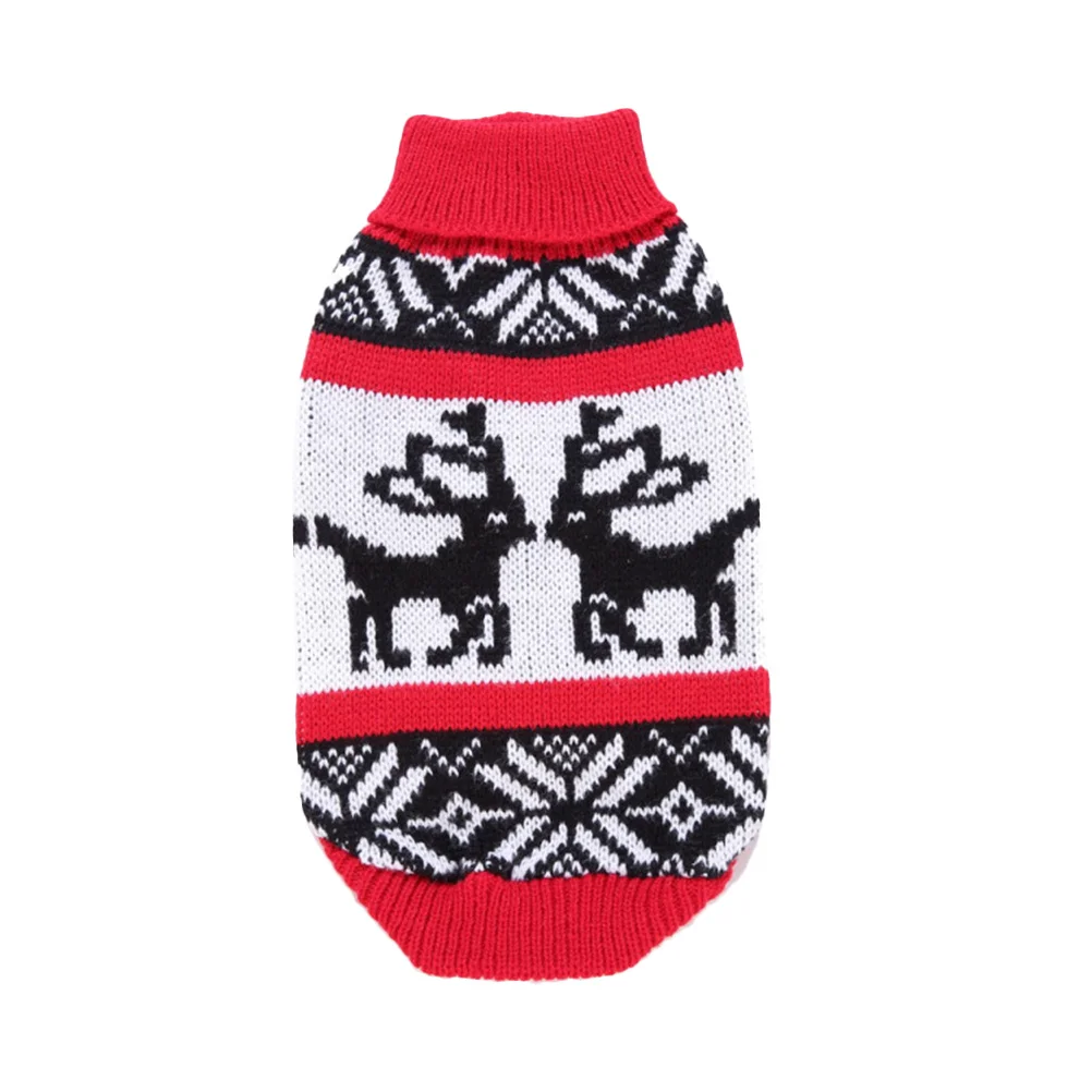 

Pet Christmas Sweater Turtleneck Red Size M Knitted Thick Warm Dog Winter Clothes Festive Puppy Outfit Pet Sweater