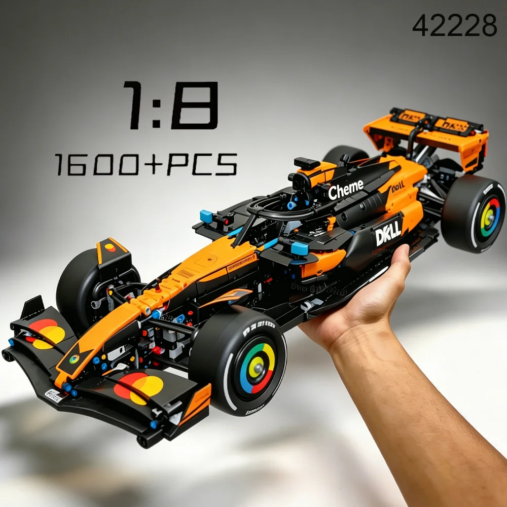 NEW Technical 42228 1675PCS 1:8 Orange MCL39 Sports Car Building Blocks MOC Sports Car DIY Assembly Model Set Toy Gift Boys Kids