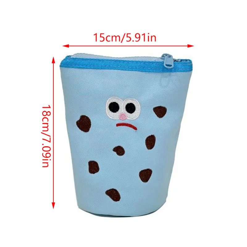 Estuche para lápices de galletas divertido y bonito, portalápices plegable, bolsa de cosméticos para niña, bolsa de almacenamiento portátil de gran capacidad, regalos de papelería para estudiantes