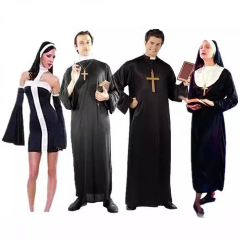 Loween traje par roupa cosplay mary jesus sacerdote desempenho roupas femininas traje de palco tradicional chinês