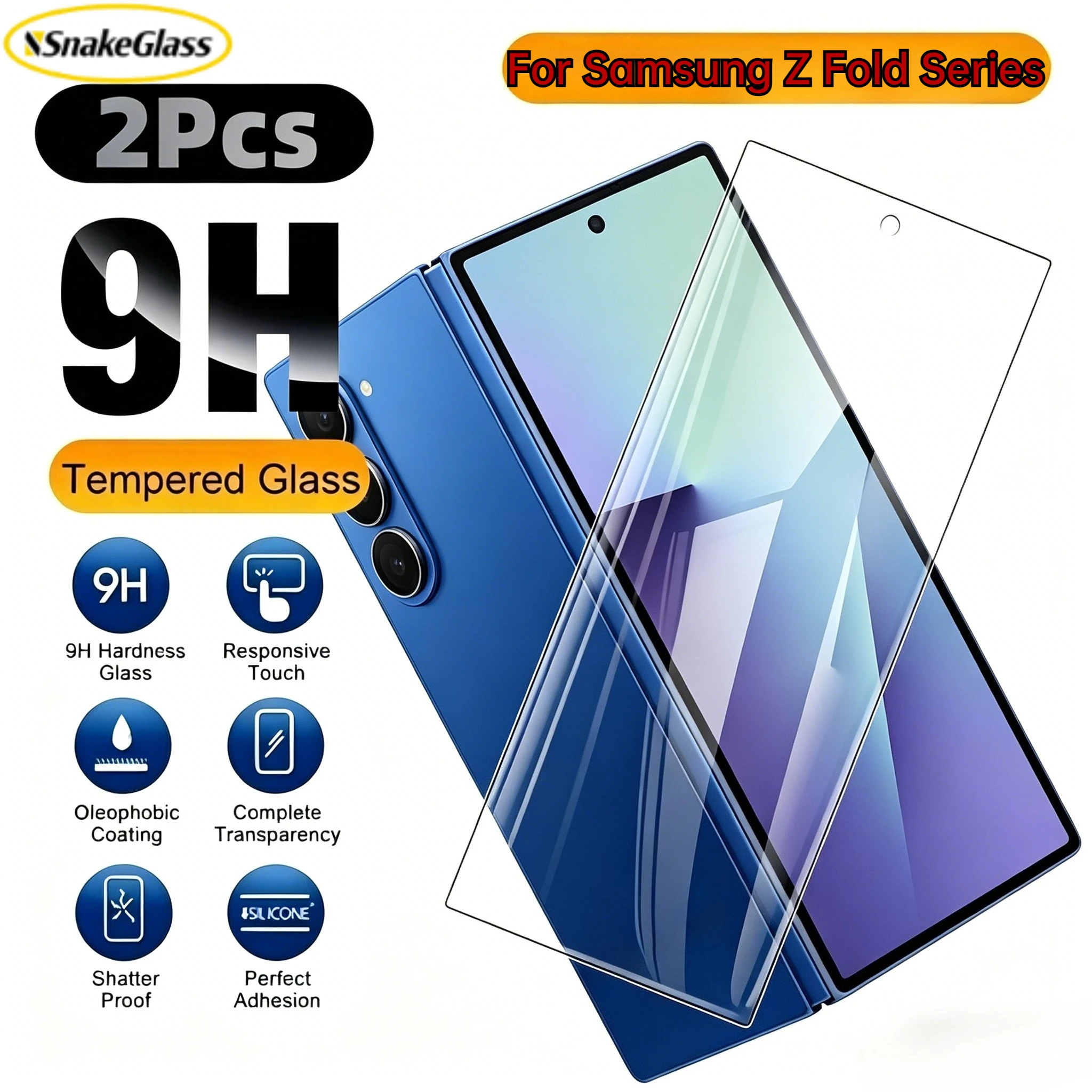 2 Stück Displayschutzfolie für Samsung Z Fold 7 6 5 4 3 2 5G Ultra-Klares Gehärtetes Glas Displayschutz Anti-Kratzer Glatte Textur