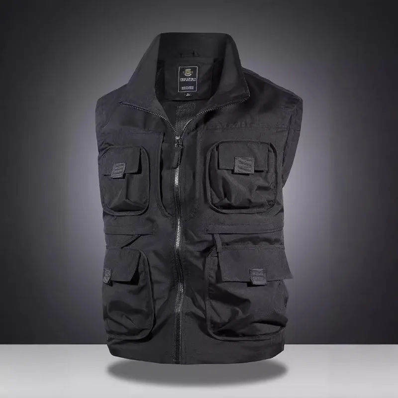 2026 Spring Autumn Man Vest Vintage Simple Solid Color Stand Collar Male Waistcoat Loose Sleeveless Breathable Casual Men Coat