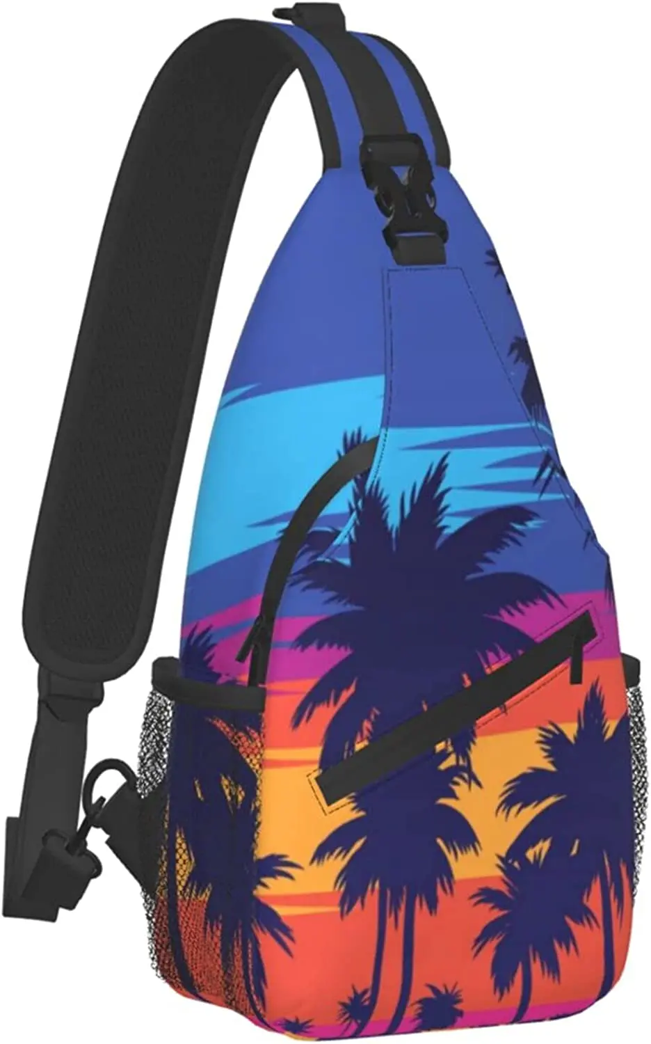 Beach Palm Trees Sling Bag Women Men Backpack Crossbody Bag Travel Hiking Casual Sport Climbing Runners Daypack