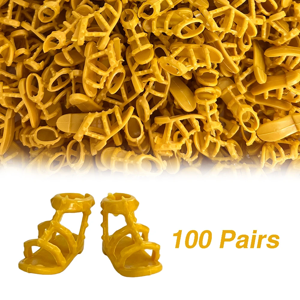 

100 Pairs Yellow Flat Doll Shoes For 1/6 Doll Summer Beach Daily Wear Sandals 1/6 Babi Doll Accessories Dollhouse Baby DIY Toys