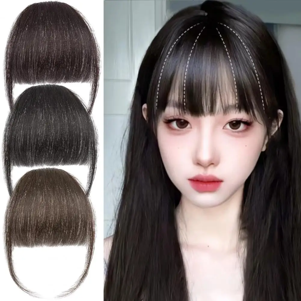 Air Bangs Wig Women Synthetic Wig Air bangs Natural Short Clip-in Bangs Forehead Bang Hair Extensions Straight Bang Hairpieces