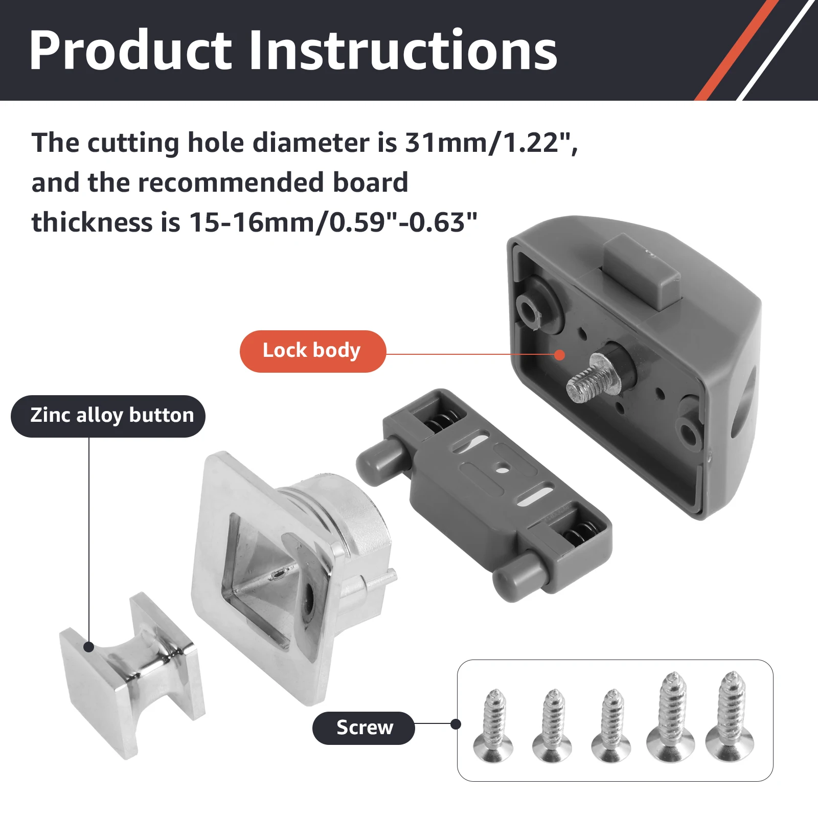 Cabinet Knob RV Push Button Cabinet Latch Rust Compartment Latch Multipurpose Drawer Latch for Cabinet Camper Boat Caravan