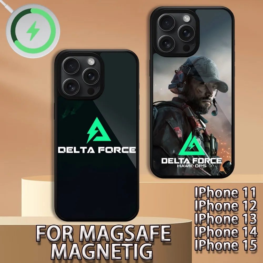 Game D-Delta Force Hawk Ops  Phone Case For iPhone 15 14 13 12 11 Pro Max Plus Magsafe Magnetic Wireless Charging Cover