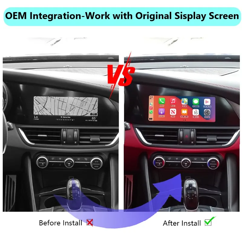 IManAuto Wireless CarPlay Android Auto Module for Alfa Romeo Stelvio Giulia 2017-2019 Compatible with Original Car Camera