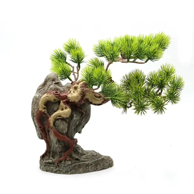 

10pcs Modern Creative Aquarium Ornaments Plastic Fish Tank Rockery Tree Simulation Pine Bonsai Flower Scenery Welcoming Guests'