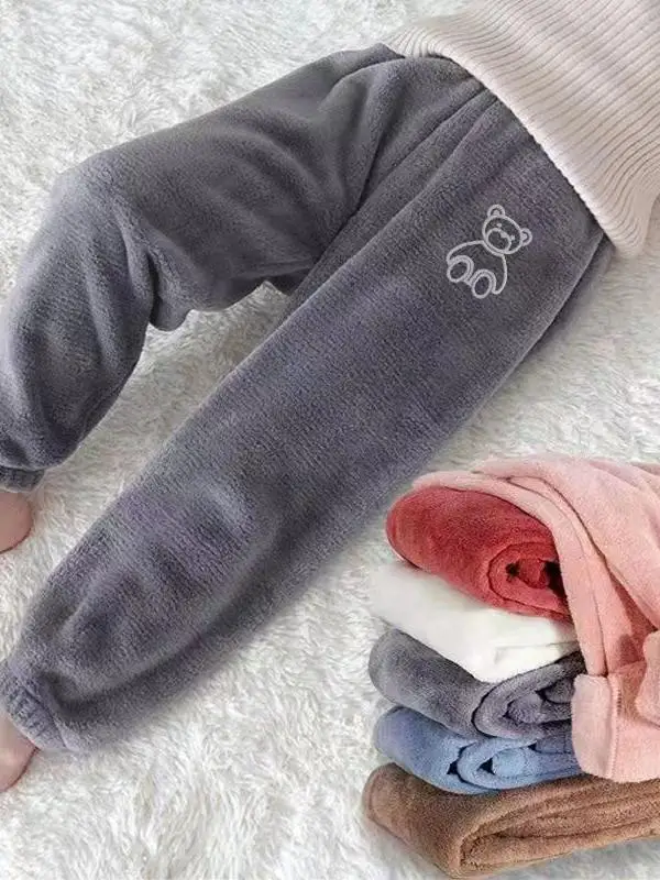 

Детские брюки Thiened Coral Fce, теплые домашние брюки, зимняя новая детская одежда на подкладке Fce, хлопковые брюки