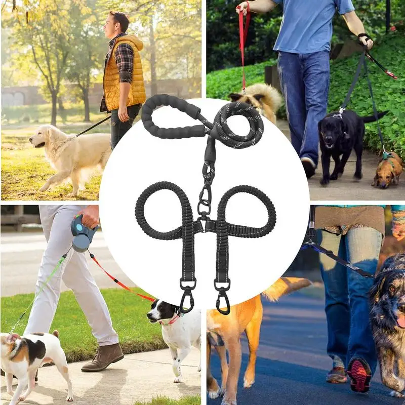 Two Dog Lead 360 Swivel No Twine Dog Lead Double Clip Dog Lead Two-Headed Control Lead For Large Dogs That Pull Large Dogs