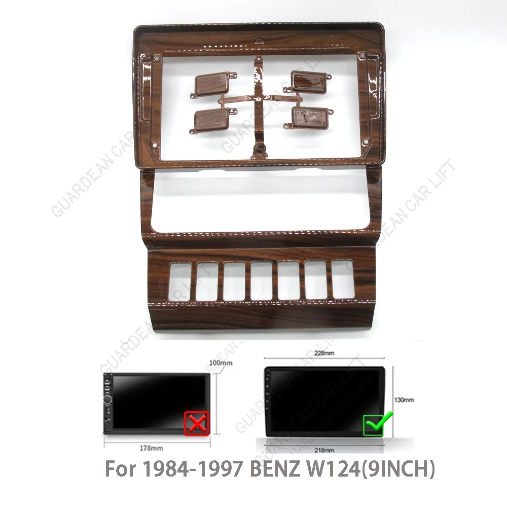 9 بوصة راديو السيارة Fascias ل 1984-1997 بنز Clase E W124 أندرويد إطار ستيريو لاعب 2 الدين رئيس وحدة لوحة داش تقليم