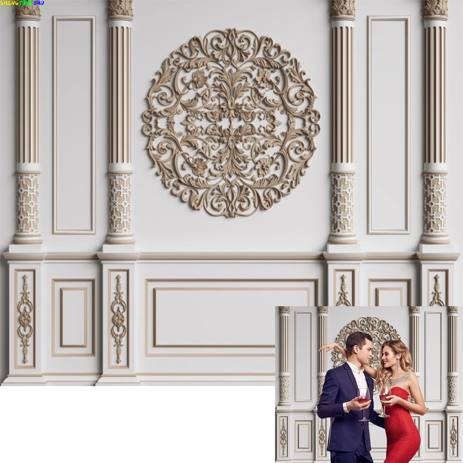 Weiß Retro Europäischen Wand Fotografie Hintergrund Innen Wohnzimmer Baby Dusche Hochzeit Geburtstag Party Decor Foto Hintergrund