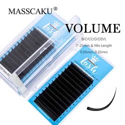 MASSCAKU False Eyelash Extensions Soft Thin Tip B ,C ,CC ,D curl 0.15 thickness eyelash lash lashes eyelash extension deep matte