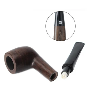 Sandelholz -Tabakrohr für Rauchen, fester Holzfilter, trockener Ebenholz, goldener Ring, 10 Kits mit Werkzeugen, altem Fuchs, Schwarz, 9mm Haupt 9 -mm -Cachimbo -Filterverkäufe - №5
